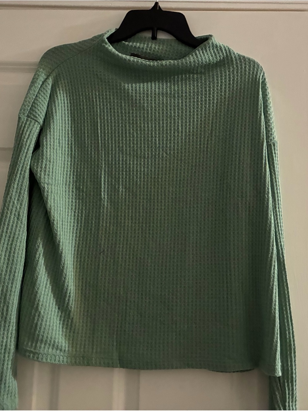 Sunday in Brooklyn by Anthropologie Sage Green Waffle-Knit Mock Neck Sweater